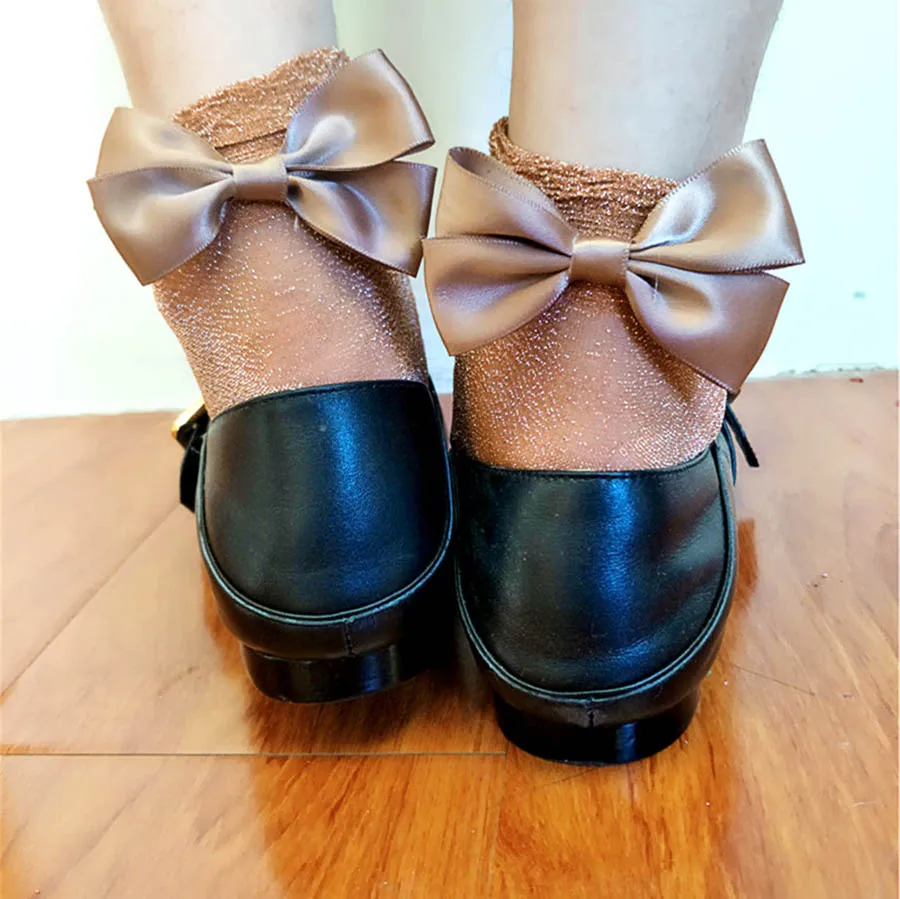 7 цветов милые носки в стиле Харадзюку блестящие сетчатые шелковые ленты