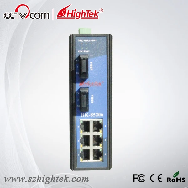 HighTek HK-85206 Industrial Ethernet Switch 2 port Fiber Optic Ethernet Switch Din-rail network Ethernet switch