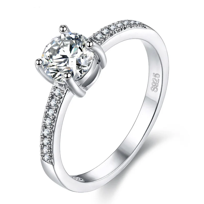

Hot Sale Silver Ring Four Caws Fashion Flower Crystal Wedding Engagement Tail Rings For Gift Women CZ Party Rings Jewelry