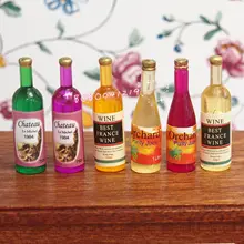 Кукольный домик Миниатюрный 1:12 кухня столовая напиток 6 винных бутылок RJ1435