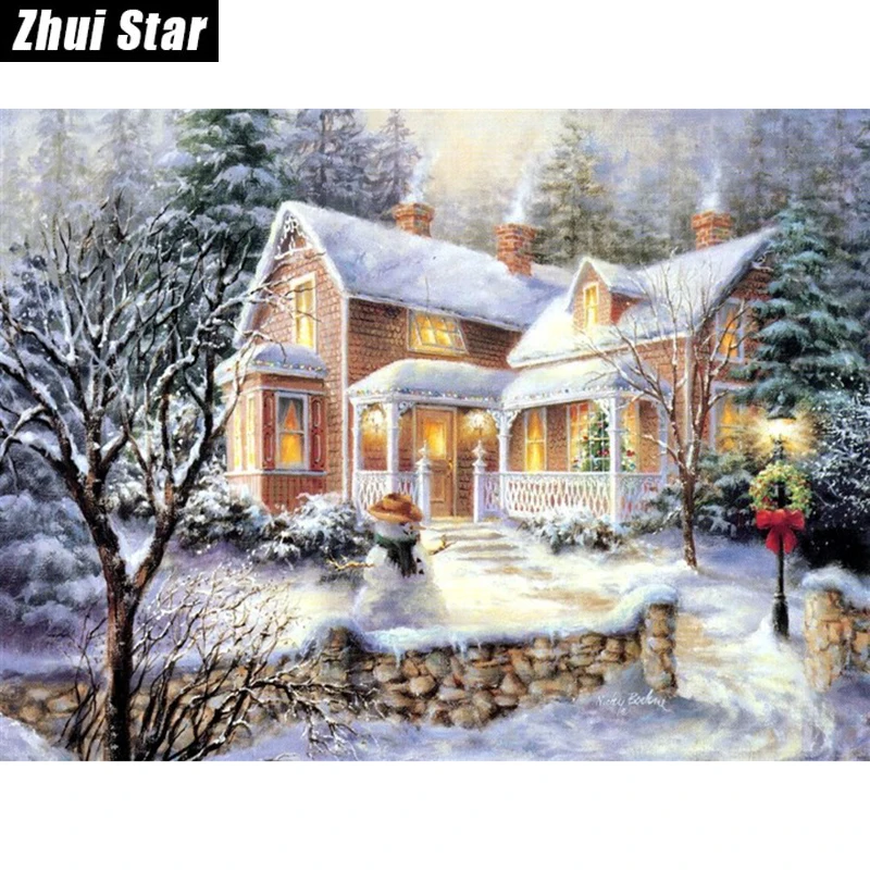 

5D DIY Diamond Painting "Christmas snow Scenic" Embroidery Full Square Diamond Cross Stitch Rhinestone Mosaic Painting Decor