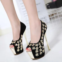 women’s shoes with heels wedding shoes 16cm womens heels Platform pumps peep toe high heel shoes sexy heels flower pumps X350