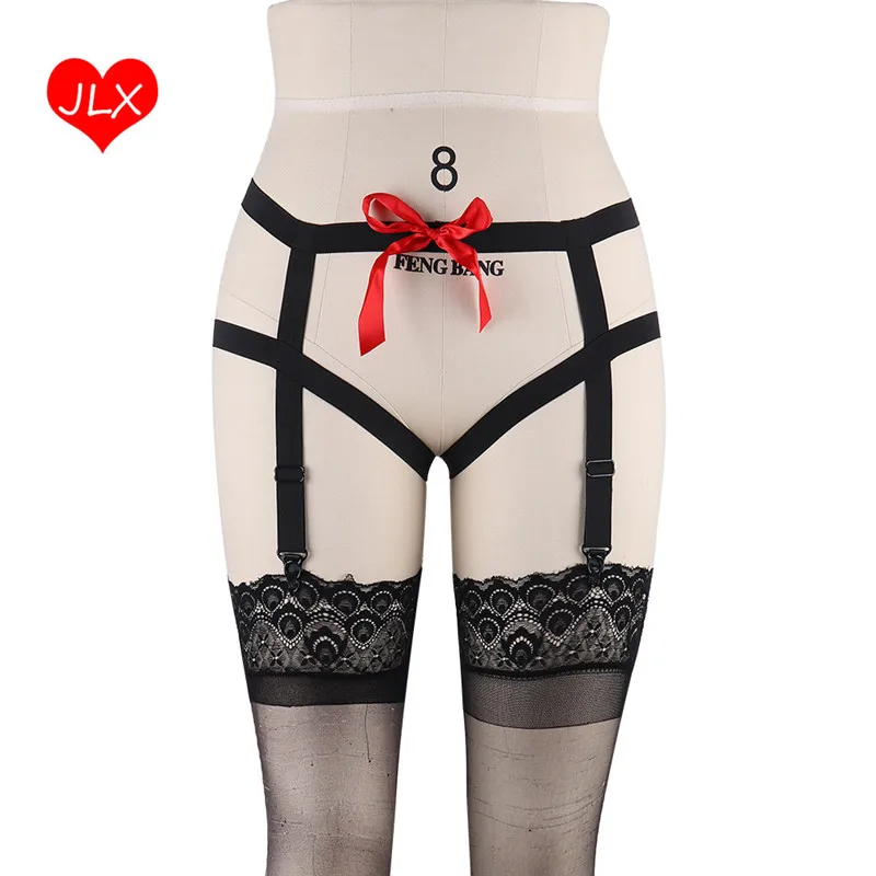 Bow Harness Garter Belt Elastic Goth Lingerie Cage Suspender Belt