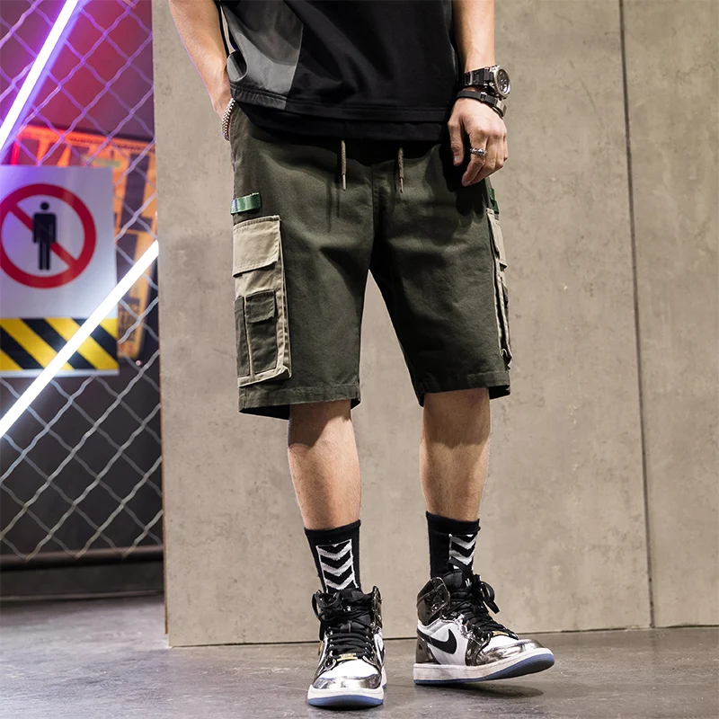 Джоггеры треники для мужчин летние свободные мужские шорты в повседневном стиле уличная хип хоп Короткие свободные брюки мульти карман прямые брюки карго шорты