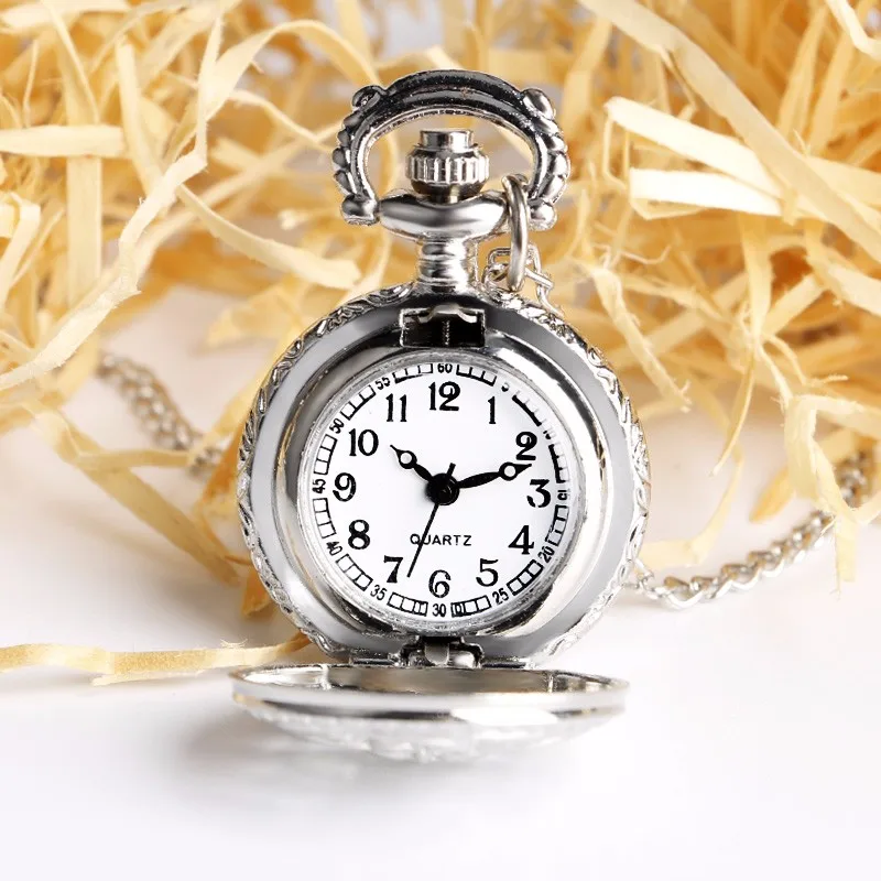 Стильные винтажные серебряные полые цветочные бабочки элегантные маленькие кварцевые карманные часы ожерелье подвеска для девушки женщины P605