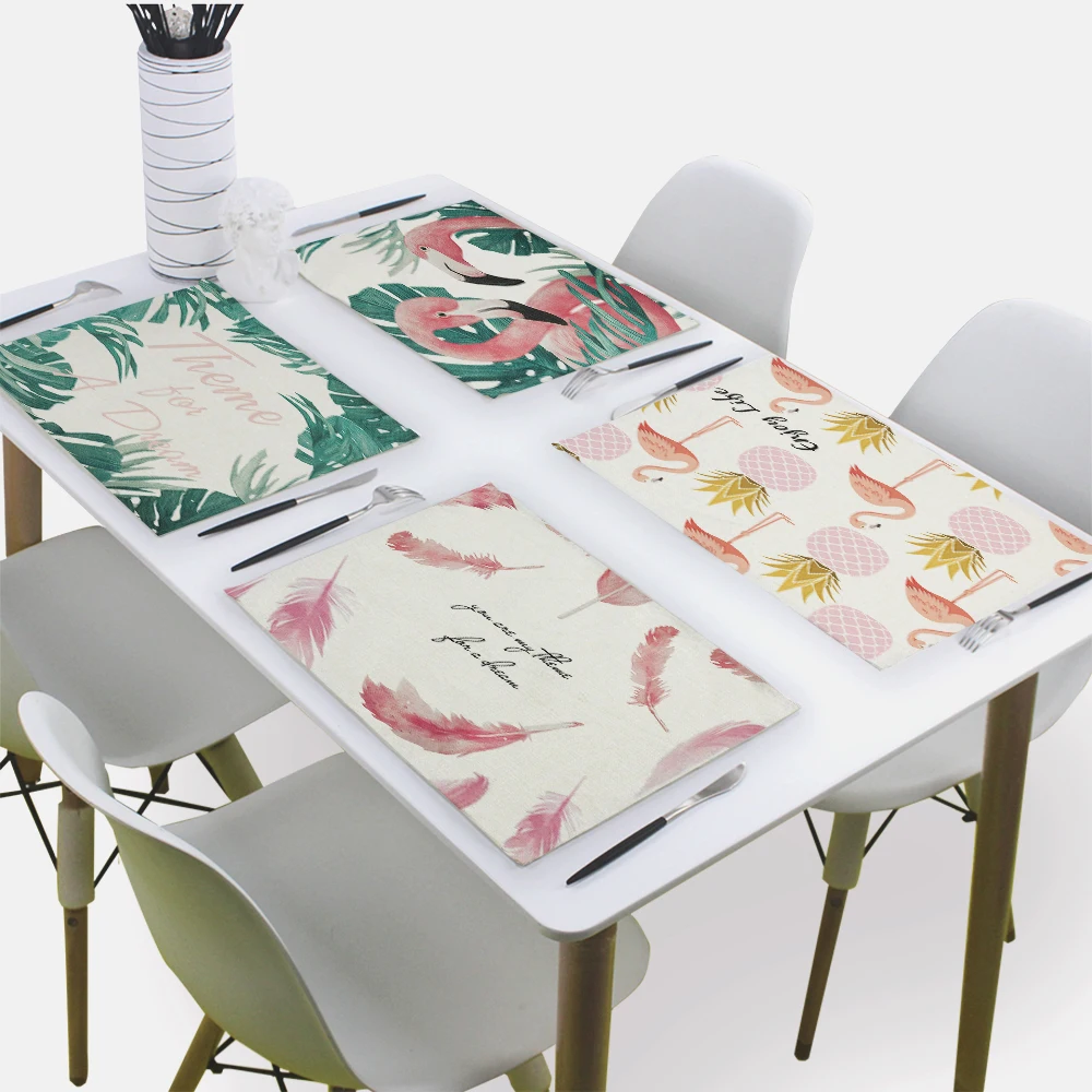 

Flamingo Napkins Table Pink Napkins Cloth Towel For Home 43*32Cm Linen Napkin For Kitchen Nordic Decoration Napkins Table Mats
