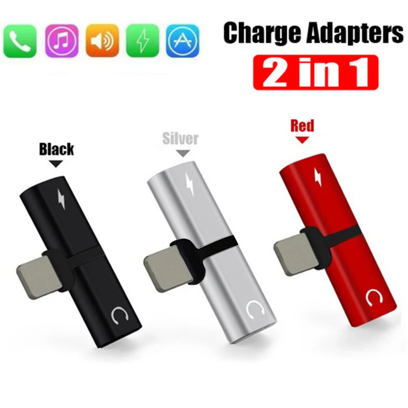 

2 In 1 Earphone Accessories Charging Cable for Apple Iphone X 8 7 Plus Headphone Audio charge Splitter Ear Phone charger Adapter