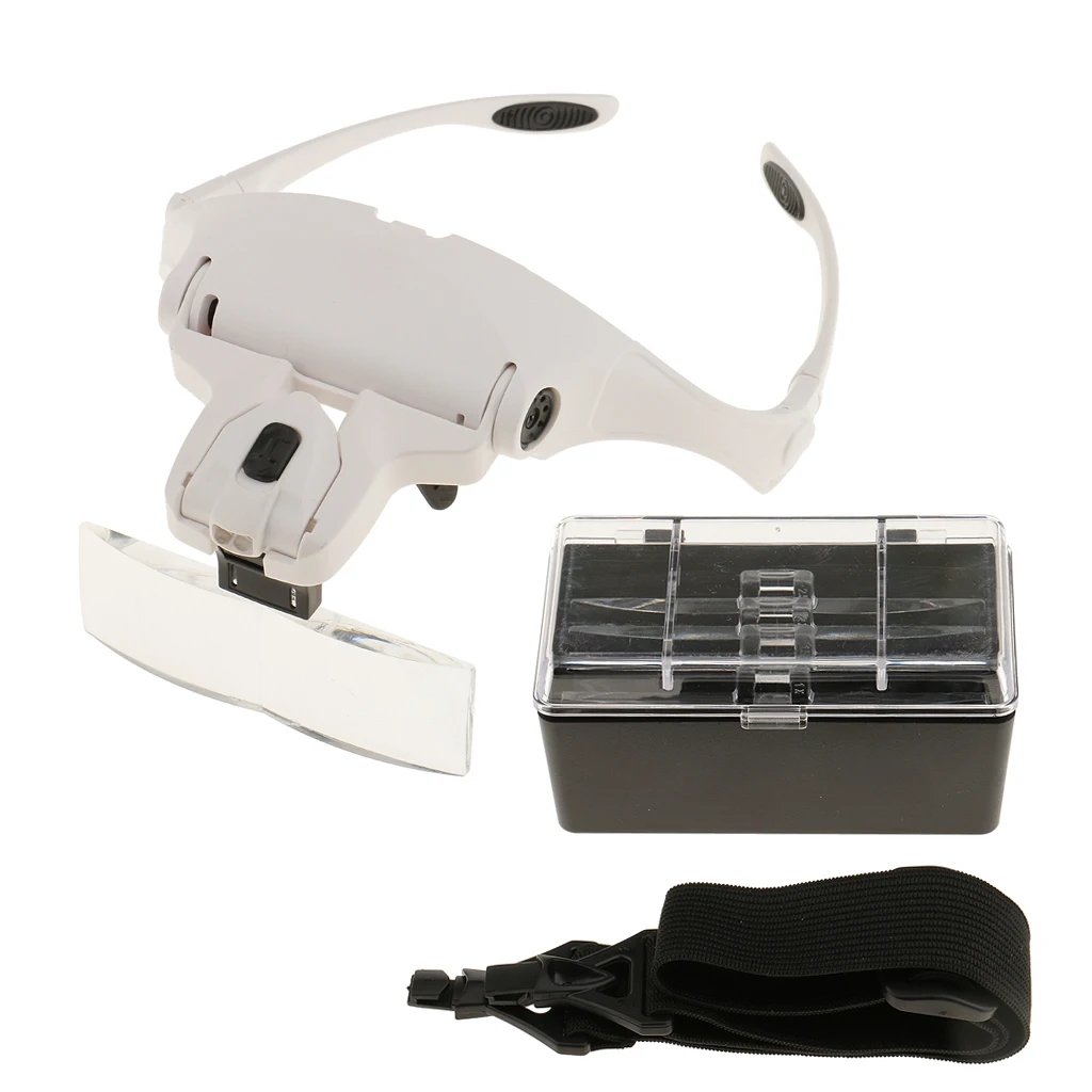 5 Lens Headband LED Lamp Head Light Jeweler Magnifier Handset Magnifying Glass Loupe Jewelry Tools