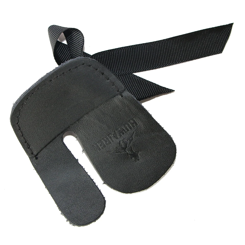1 pcs black caw leather finger guard archery protector finger guard for