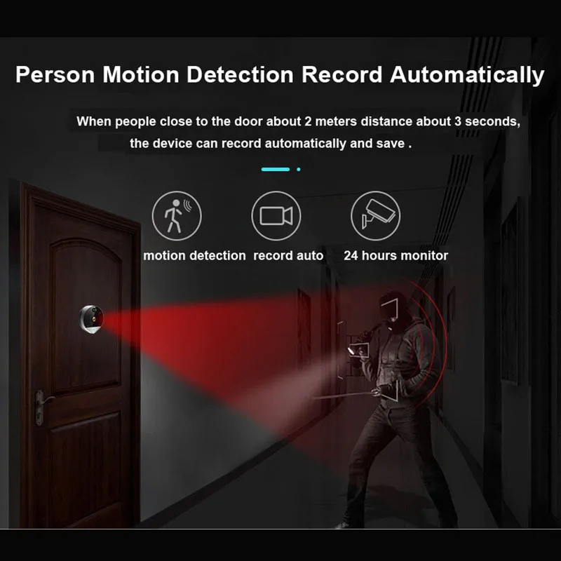 1080 P цифровой глазок домашний охранный звонок Поддержка макс 32 Гб 170 Угол обзора Обнаружение движения #8