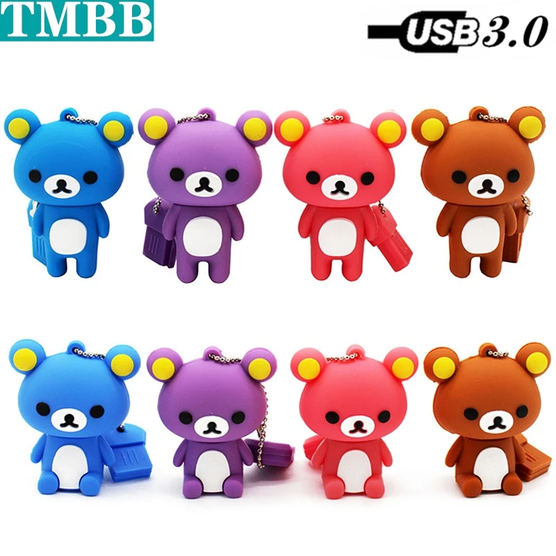 USB 3,0 милый флеш-накопитель Rilakkuma Bear style 16GB 32GB 64G 128G 256GB USB флеш-накопитель карта памяти U диск флешка