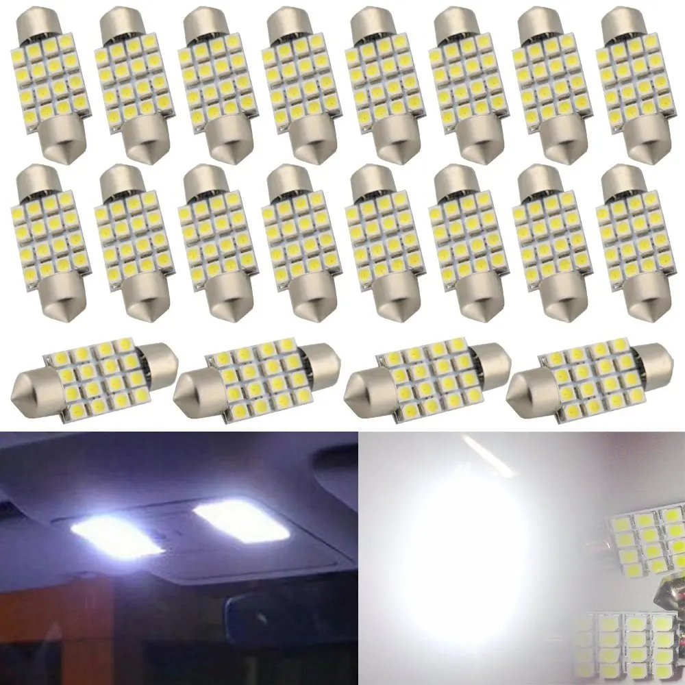 Kit 10 Lampada Siluro 16 Leds Luz Teto Placa Smd Super Branca 36 Millimetri