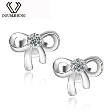 DOUBLE-R Women Diamond Earrings 0.04ct Classic Stud Earrings Butterfly 925 Sterling Silver Fine Jewelry Customized CAE01814SA