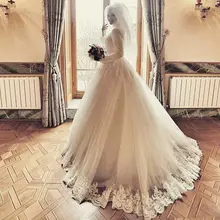 Luxury Jewel Lace Long Sleeves Muslim Hijab Wedding Dress 2017 lace up back lace applique islamic Bridal Gowns