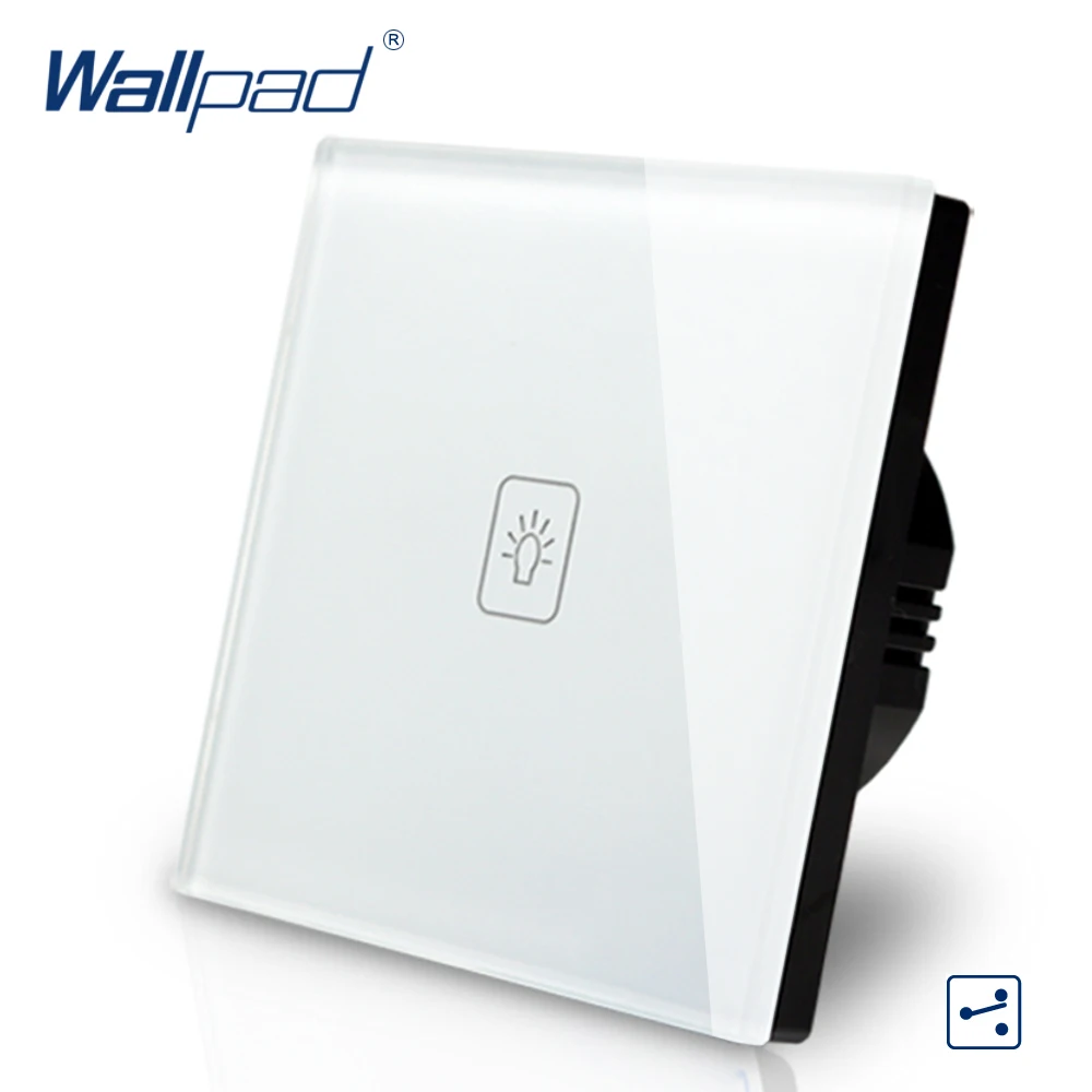 1 Gang 2 Way Intermediate Switch Wallpad Luxury White Crystal Glass Wall Touch 110-250V European Standard | Обустройство дома