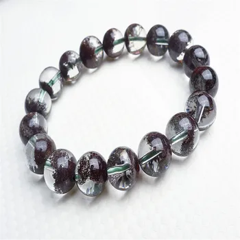 

100% Genuine Natural Red Phantom Quartz Crystal Bracelets For Women Men 11.5mm Natural Stone Round Bead Bracelet