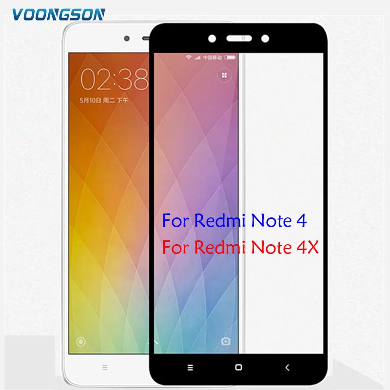 Полное покрытие экрана протектор Закаленное стекло для Xiaomi Redmi Note 4 глобальная