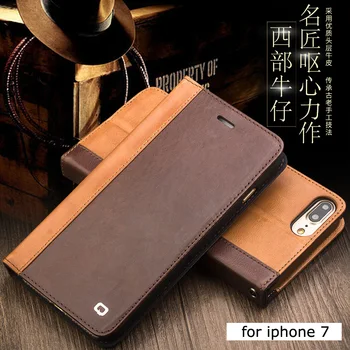 

2016 For iphone 7 4.7'' Original QIALINO Brand Real Natural Calf Cow Skin Genuine Leather Wallet Case Luxury Flip for iphone7