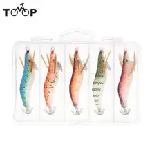 Lixada 5 шт./компл. рыбной ловли креветок приманки светящееся Пластик искусственные приманки для кальмаров с крючками для рыбалки на карпа, коробка для рыболовной снасти