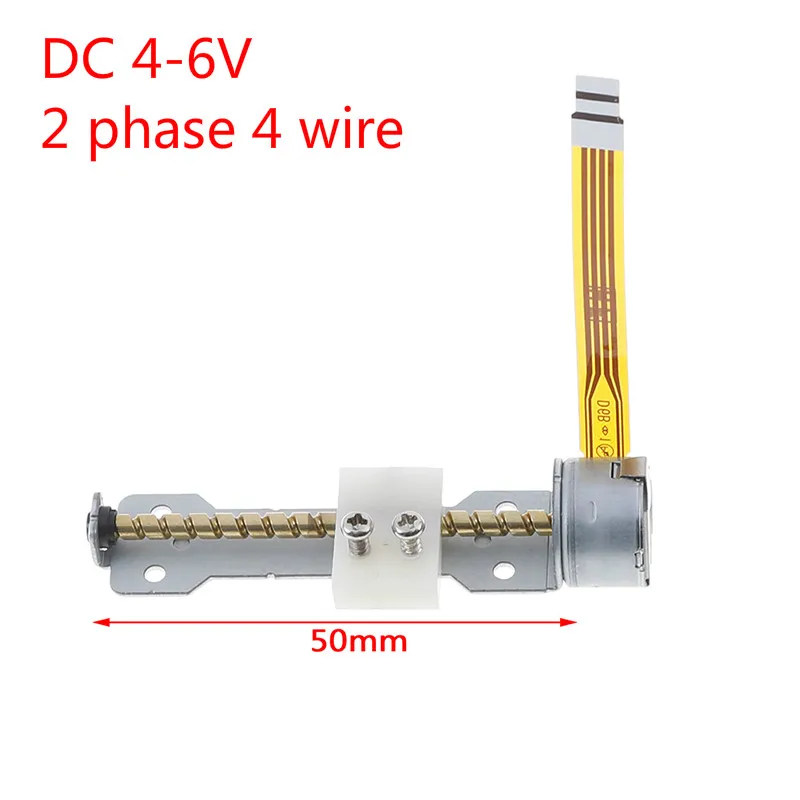 

1pcs 4-6V DC 2 Phase 4 Wire Micro Stepper Motor With Slider Dia15MM Rod 50MM Step Angle 18 Degrees