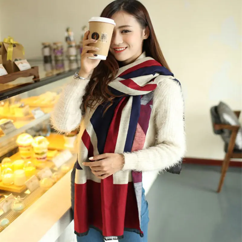 Модная зимняя одежда 200*70 см Большие размеры женские Desigual бренд шарф теплые кашемировые шарфы Юнион Джек Британский флаг Calavera шаль