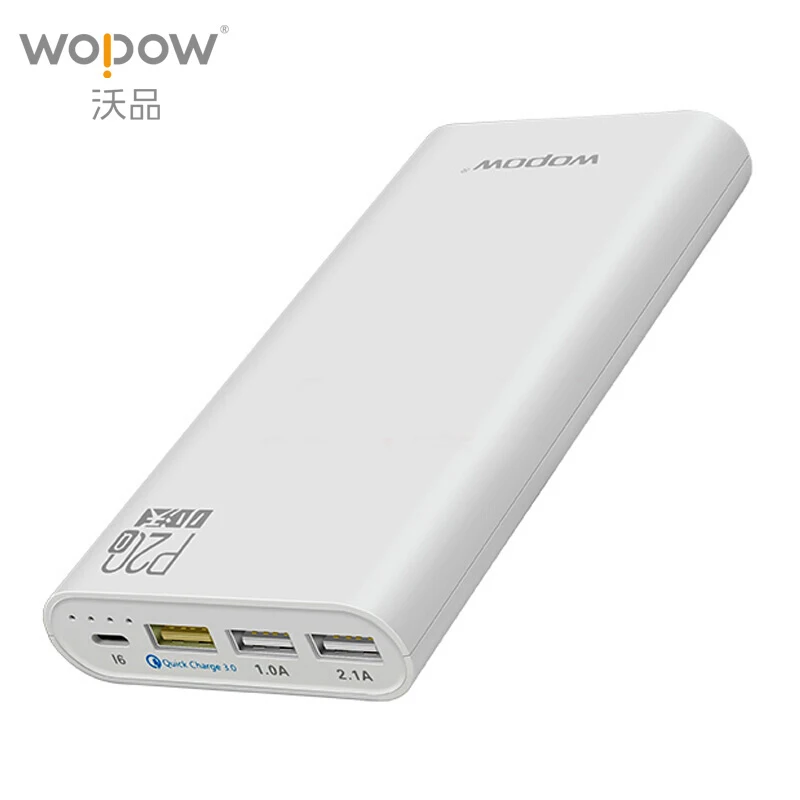 Wopow 18650 Power Bank 20000mAh External Battery Three USB Charging Port Quick Charge Battery Large Capacity