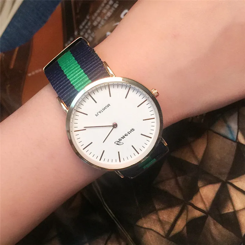 Топ люксовый бренд полоса нейлоновый ремешок для часов Мужские кварцевые Наручные повседневные часы женские часы Montre Femme Reloj Mujer Horloges