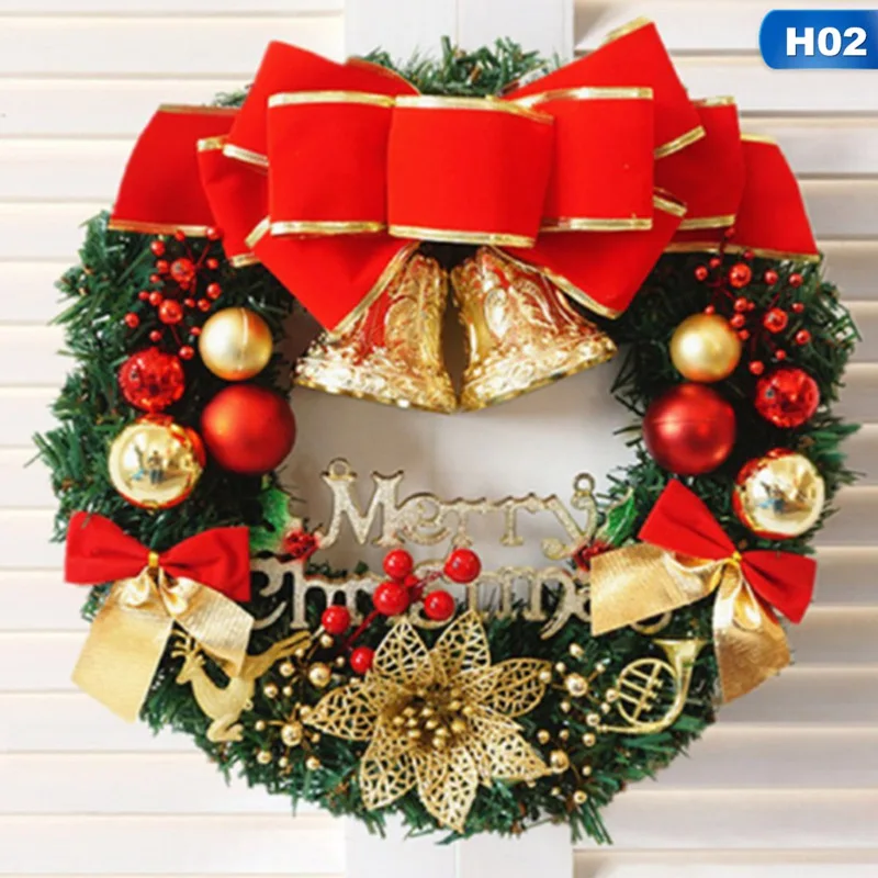 30 см красивый элегантный висящий Рождественский венок шар гирлянды конус рождественские украшения оформление окон и дверей 4 цвета на выбор