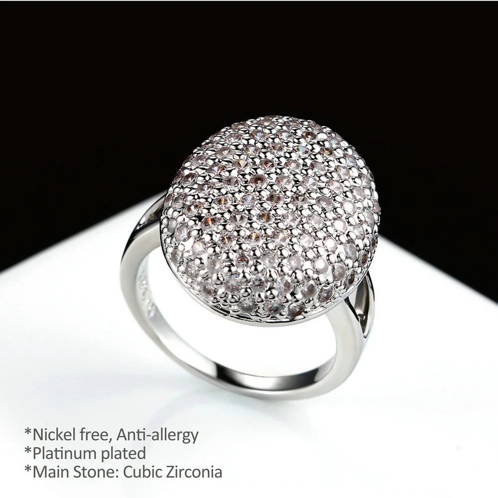 Double Fair Brand bridal Wedding Oval Ring Silver Color Cubic Zirconia Fashion Brand jewelry For Women anel aneis DFR535