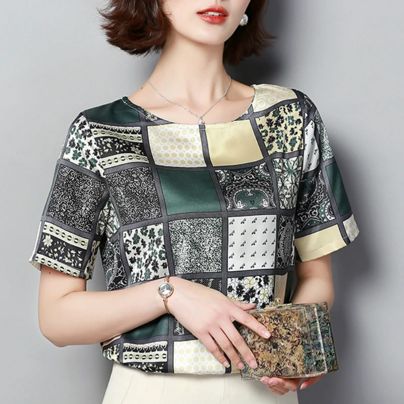 

blusas mujer de moda 2019 plus size women plaid print chiffon blouse chemisier femme womens tops and blouses camisas mujer B316