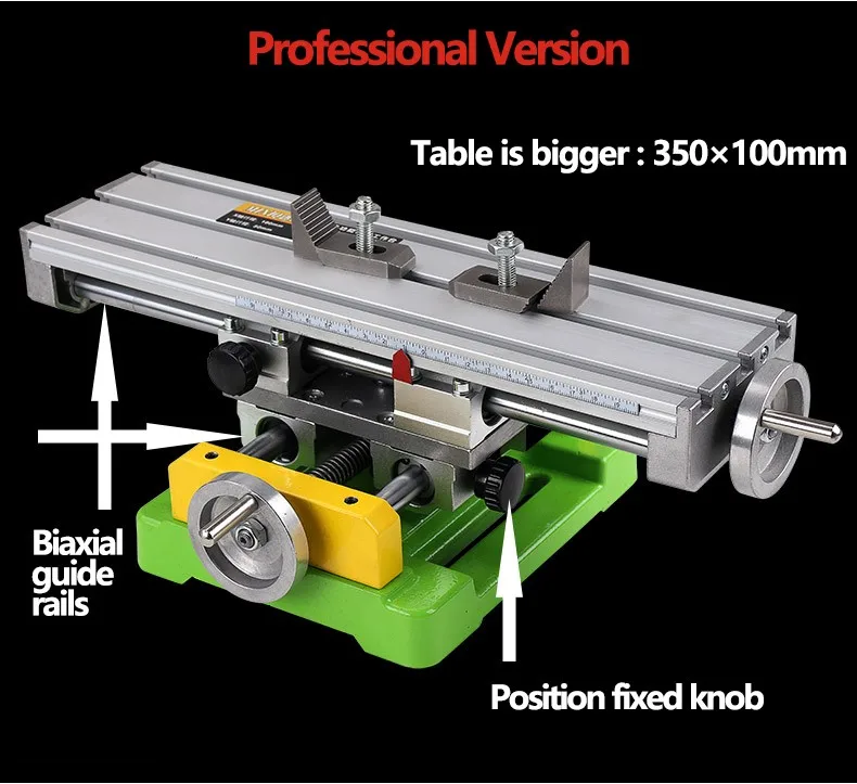Мини-крестообразный Рабочий стол 350*100 мм профессиональная скамейка тиски сверлильный Рабочий стол DIY фрезерный сверлильный станок X-Y ход 180 мм/50 мм