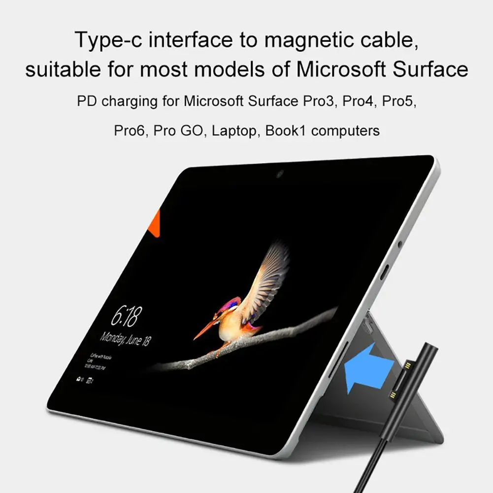 Type-C Charger For Surface Pro3 Pro4 Pro5 Pro6 Connector Charging Cable
