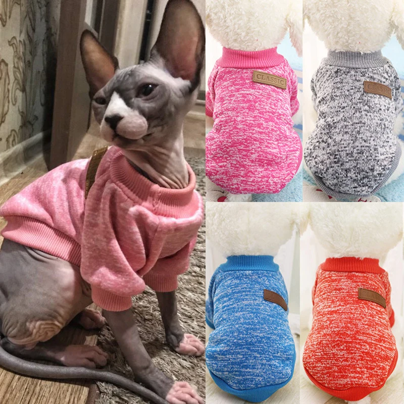 Классическая модная зимняя теплая одежда для кошек свитер домашних животных