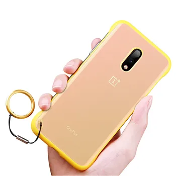 

50pcs Metal Finger Ring Frameless Transparent Matte Hard PC Case For Oneplus 7 For One Plus 7 Pro
