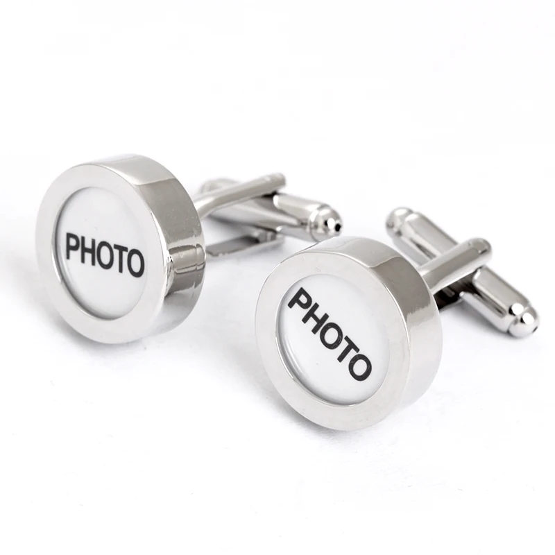 

Functional Photo Frame Design Round Photo Cufflink For Men's Chirts Custom Cuff links Wedding Cufflinks DIY