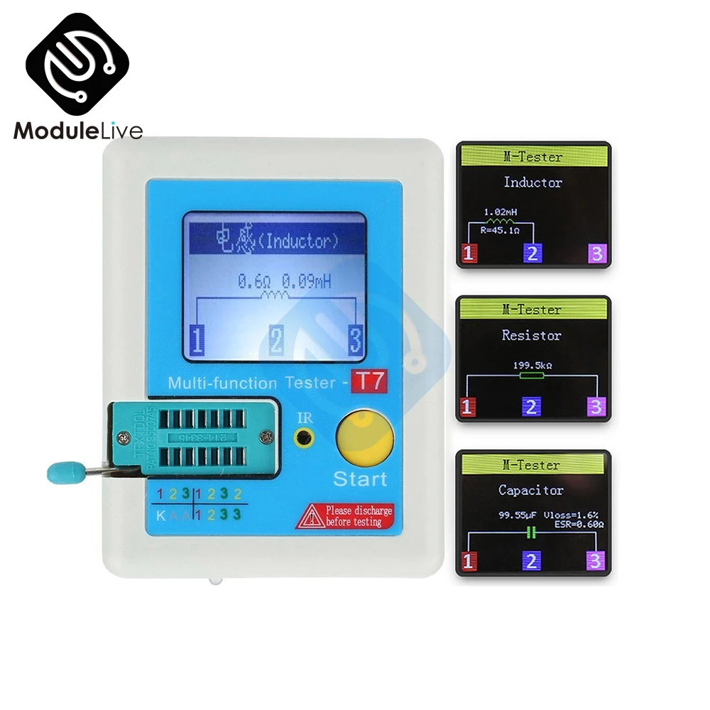 

LCR-T7 Transistor Tester TFT Diode Triode Capacitance Meter LCR ESR Electrical Test Meter NPN PNP IR Multifunction Multimeter