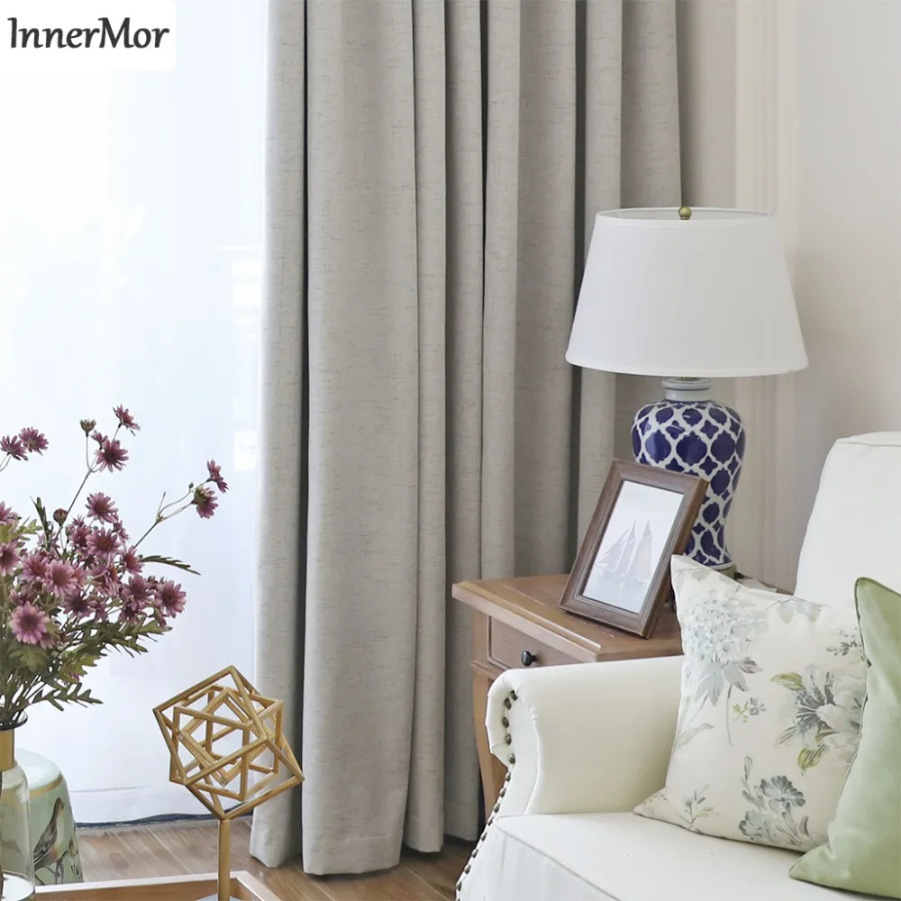 

Innermor solid Blackout Curtains For living room High shading rate Faux Linen curtains for bedroom and kitchen Window Customized