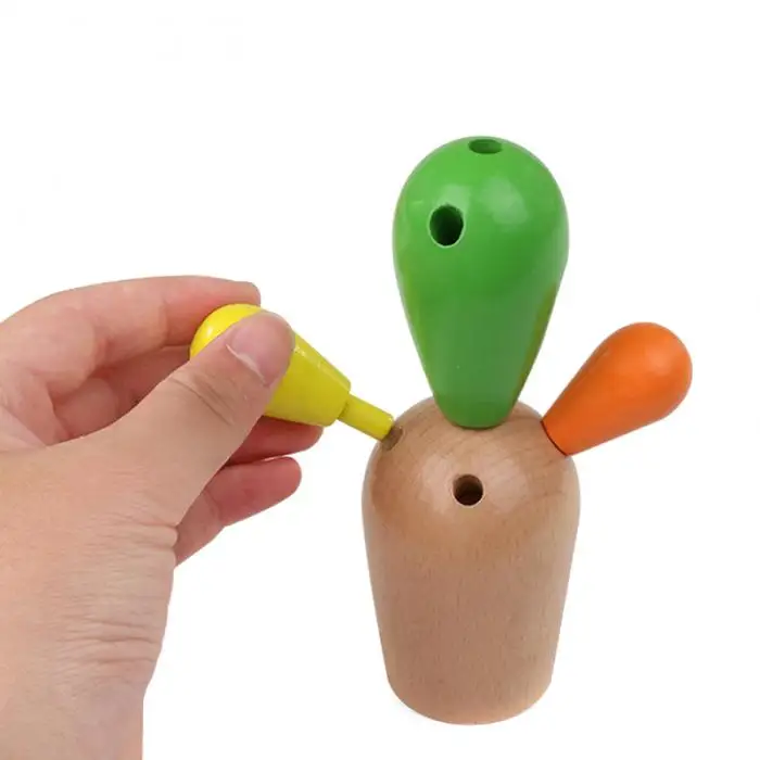 Brinquedo de Madeira Blocos de Construção Cactus Equilíbrio Jogo Balanceamento Destacável M09 11 Cactus equilíbrio jogo balanceamento cactus brinquedo de
