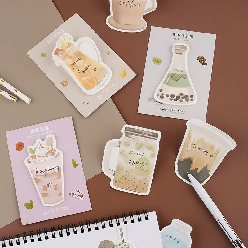 

8 pcs beverage sticky notes afternoon tea yummy cheers post memo pad Marker it stickers Stationery Office School supplies FM134