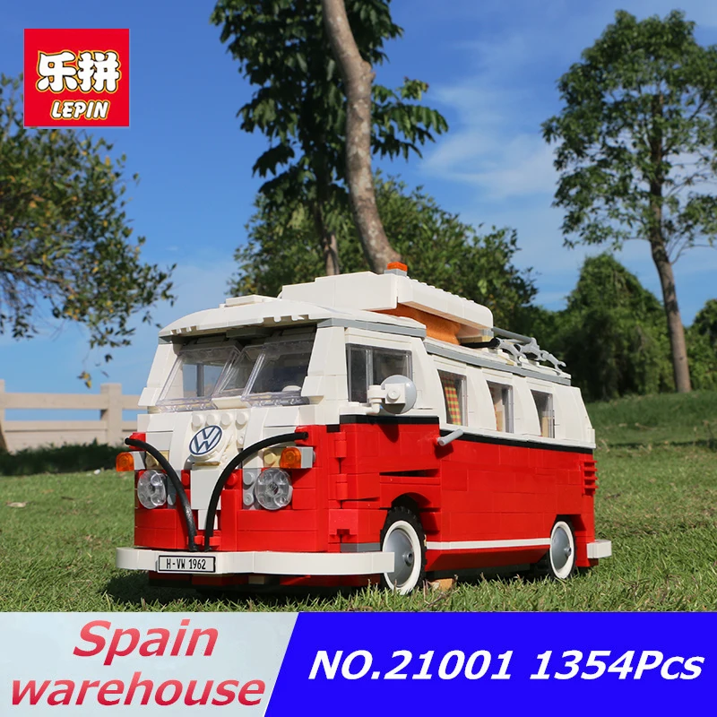 

Lepin Volkswagen T1 Camper Van Car 21001 blocks Compatible with legoing technic 10220 1354pcs model toys blocks Spain ship out
