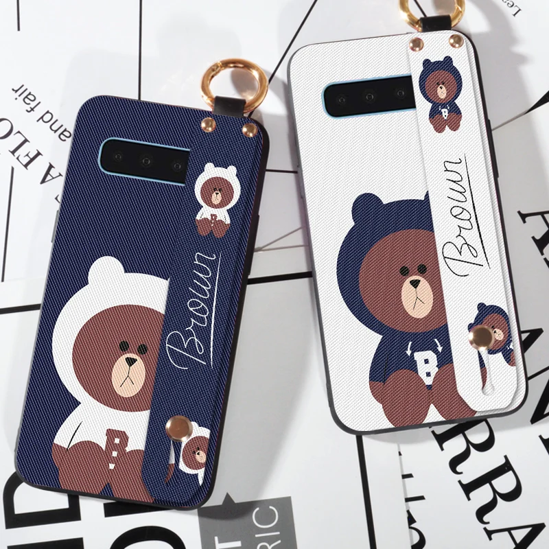 

Cute Brown Bear Strap Case For Samsung Galaxy S6 S7 Edge S8 S9 S10 Plus Silicone Cases For Samsung S10 Lite S10E Back Cover