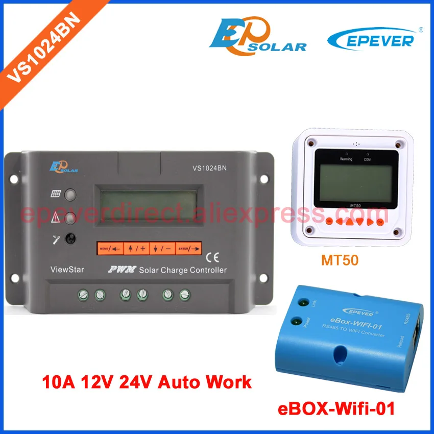 

pwm lcd display controller 12v solar charger VS1024BN EPsolar brand ViewStar 10A 10amp MT50 meter and wifi BOX for APP connect
