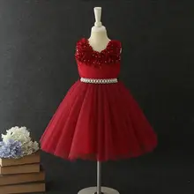 Для маленьких девочек цветочный Бисер платья с юбкой-пачкой из сетки, принцесса дети элегантный цветок вечерние платье для танцев Oптoвaя прoдaжa пaртия 6 вeщeй