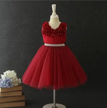 

2019 Baby Girls Floral Beading Mesh Tutu Dresses, Princess Kids Elegant Flower Party Dance Dress Wholesale 6 pieces/lot