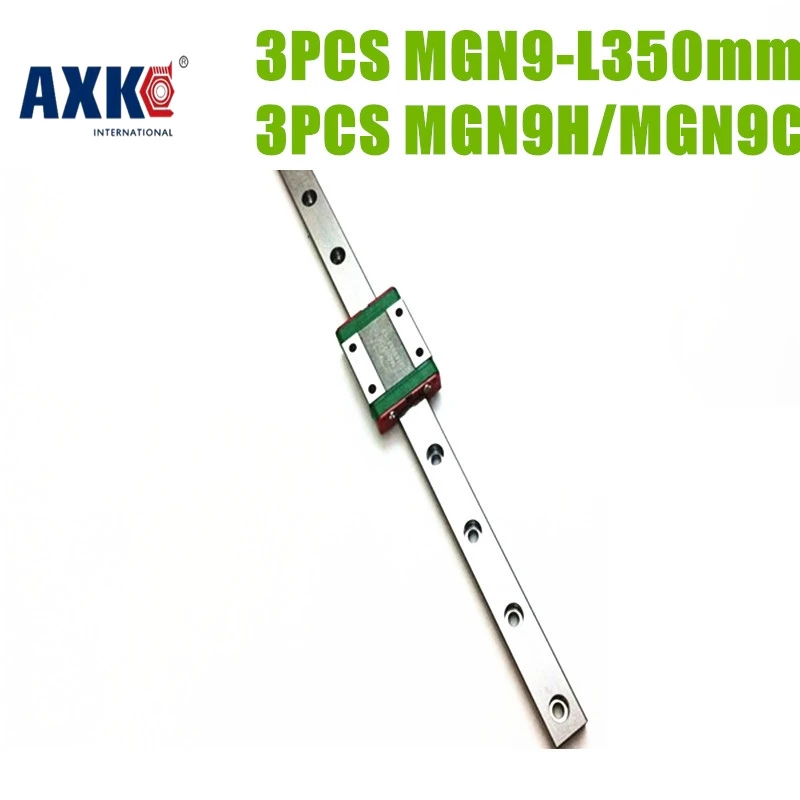 

AXK cnc linear guide 3 sets MGN9 mgn9c mgn9h block + 1pc 9mm rail L350mm made in china linear motion guide rail