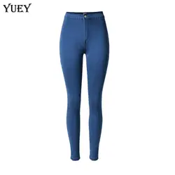 YUEY 2019 новые женские популярные джинсы-карандаш с высокой талией тонкие стрейч Синие Большие размеры обтягивающие джинсовые Капри