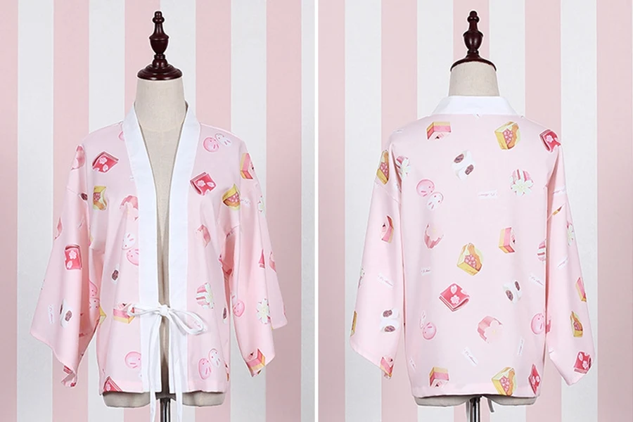 Японское кимоно Kawaii Wagashi Yukata кардиган Женская милая рубашка топы|shirt top|blouse shirtkimono