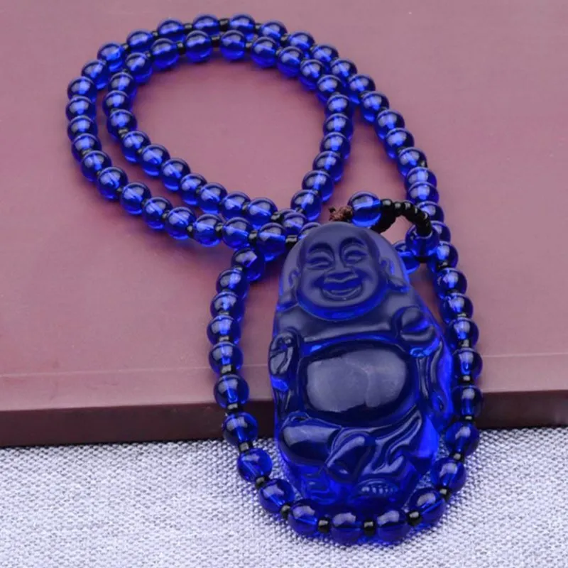 Pendentif BOUDDHA Vitarka Pierre ONYX Sculpté-Main collier 67 perle