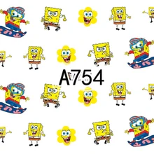 Наклейка на ногти водная наклейка Милая Губка Боб крутой аниме слайдер художественный дизайн украшения тату Маникюр фольга клейкие обертывания Pegatinas