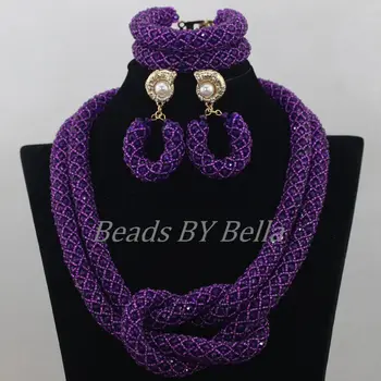

Splendid Purple Crystal Beads Jewellery Nigerian Traditional Beads African Costume Wedding Jewelry Set Free Shipping ABF686